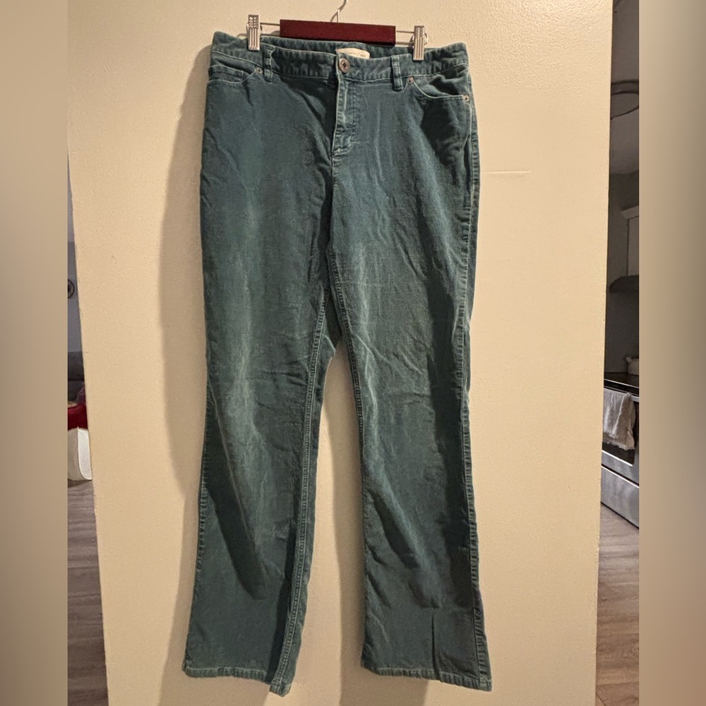 Coldwater Creek Women’s Corduroy Pants – Size 10 – Teal Green
